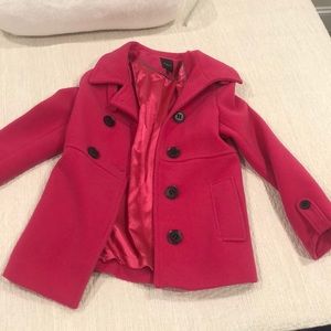 Express PINK Coat black buttons small medium trench  warm bright pink
